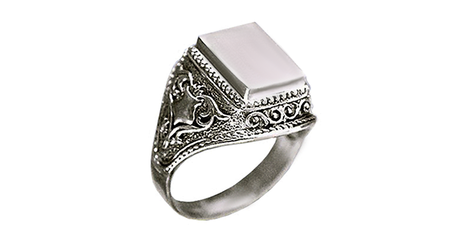 пч113 Мужская печатка с рельефными боками без камней