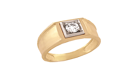 пч123 Печатка гладкой формы с фианитом 