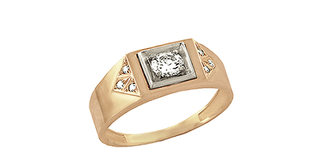 пч125 Печатка с накладкой из белого золота 