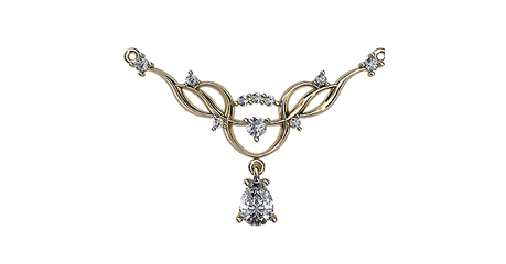 пд059 Подвес-колье с фианитами 