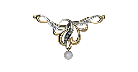 пд060 Подвес-колье с жемчугом и фианитами 