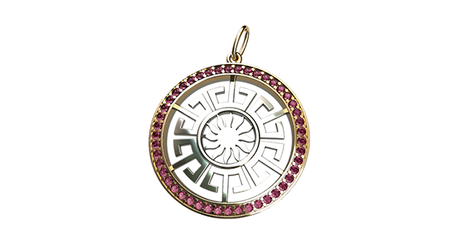 пд069 Подвес резным узором Versace* и фианитами. 