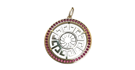 пд069 Подвес резным узором Versace* и фианитами. 