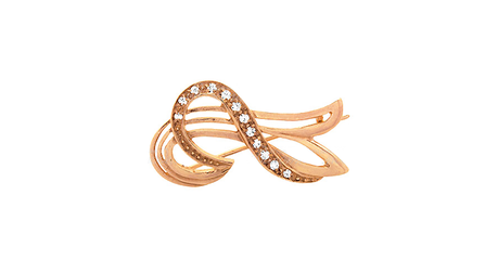 бш010  Золотая брошь с фианитами