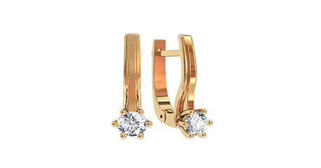  дт004 Элегантные золотые серёжки с фианитами 