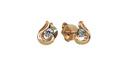 дт067 Серьги-пусеты с фианитами  