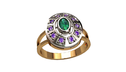 ск004 Кольцо-печатка с фианитами 