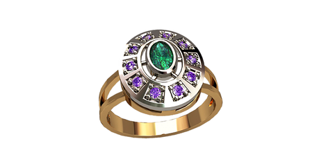 ск004 Кольцо-печатка с фианитами 