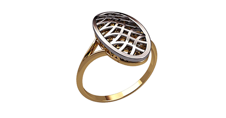 ск025 Кольцо комбинированное без камней 