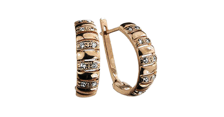 ск034 Серьги-полукольца с фианитами 