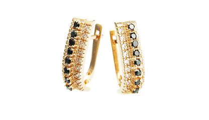  ск037 Золотые серьги с фианитами