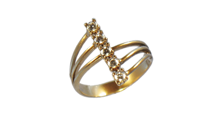 ск038 Кольцо золотое с пятью фианитами 