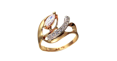 ск057 Кольцо с накладкой из белого золота