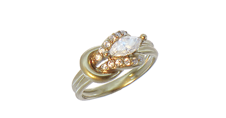 ск058 Золотое кольцо с маркизом 