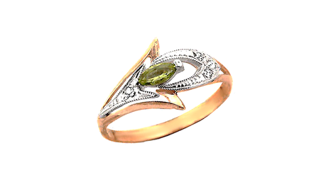 ск059 Кольцо с фианитом огранки маркиз