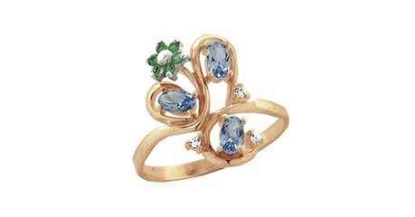 ск065 Золотое кольцо с фианитами