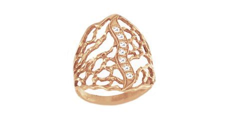 ск066 Золотое кольцо с фианитами