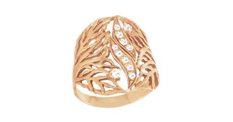 ск067 Золотое кольцо с фианитами