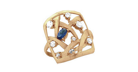 ск069 Золотое кольцо с фианитами