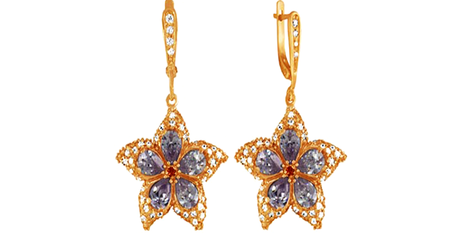 ск081 Серьги длинные с фианитами