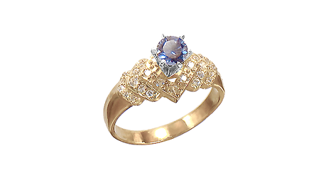 ск109 Золотое кольцо с фианитами