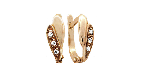 ск115 Золотые серьги с фианитами