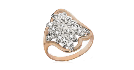 ск119 Кольцо с накладкой из белого золота