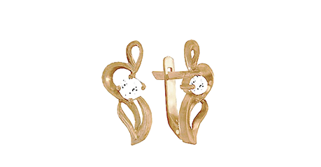 ск141 Золотые серьги с фианитами  