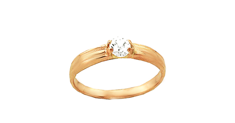 ск142 Золотое кольцо с круглым фианитом