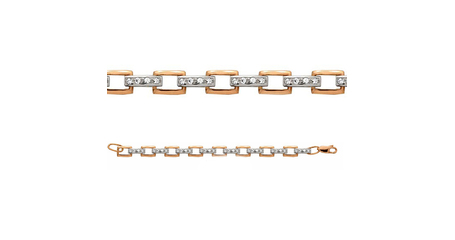 Браслет литьевой из комбинированного золота с фианитами бр013