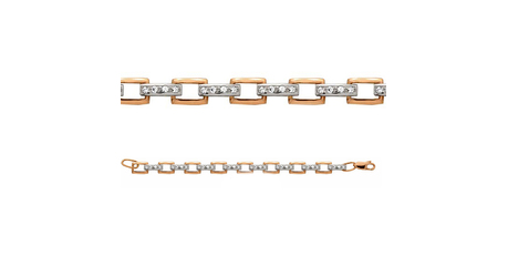 Браслет литьевой из комбинированного золота с фианитами бр013