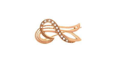 бш010  Золотая брошь с фианитами