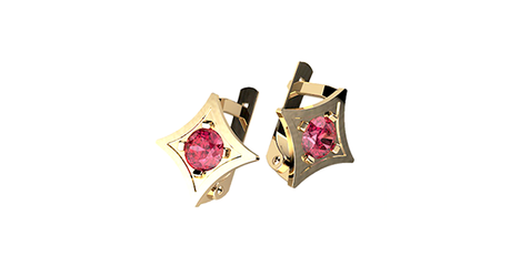 дт014  Серьги-детские квадратной формы.