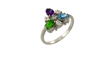 кт011-1 Женское кольцо с цветными фианитами.
