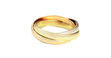 кц010 Кольцо  в трех цветах золота Тринити* 