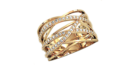 кц011 Кольцо из золота коллекции Criss Cross*