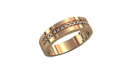 кц016 Золотое кольцо с дорожкой из фианитов