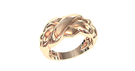 кц026 Объёмное кольцо из золота без камней.