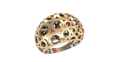 кц028 Объемное золотое кольцо без камней