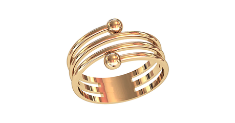 кц035 Золотое кольцо «Пружинка» с шариками