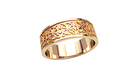 кц048 Золотое кольцо с орнаментом.