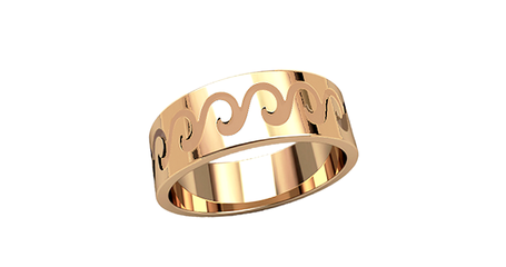 кц049 Широкое золотое кольцо с узором