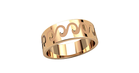 кц049 Широкое золотое кольцо с узором