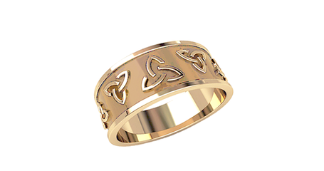 кц055 Золотое кольцо с орнаментом по всей окружности
