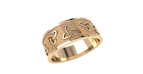 кц055 Золотое кольцо с орнаментом по всей окружности