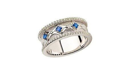 кц066 Женское кольцо с квадратными фианитами в белом золоте