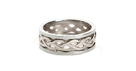 кц068 Широкое золотое кольцо-косичка