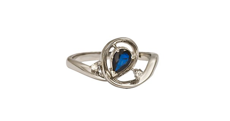 кц081 Золотое кольцо «Завиток» с камнем огранки груша