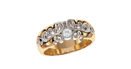 кц099 Кольцо с кружевом из белого золота 