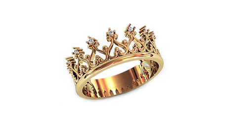 кц103 Золотое кольцо в виде короны с мелкими фианитами. 